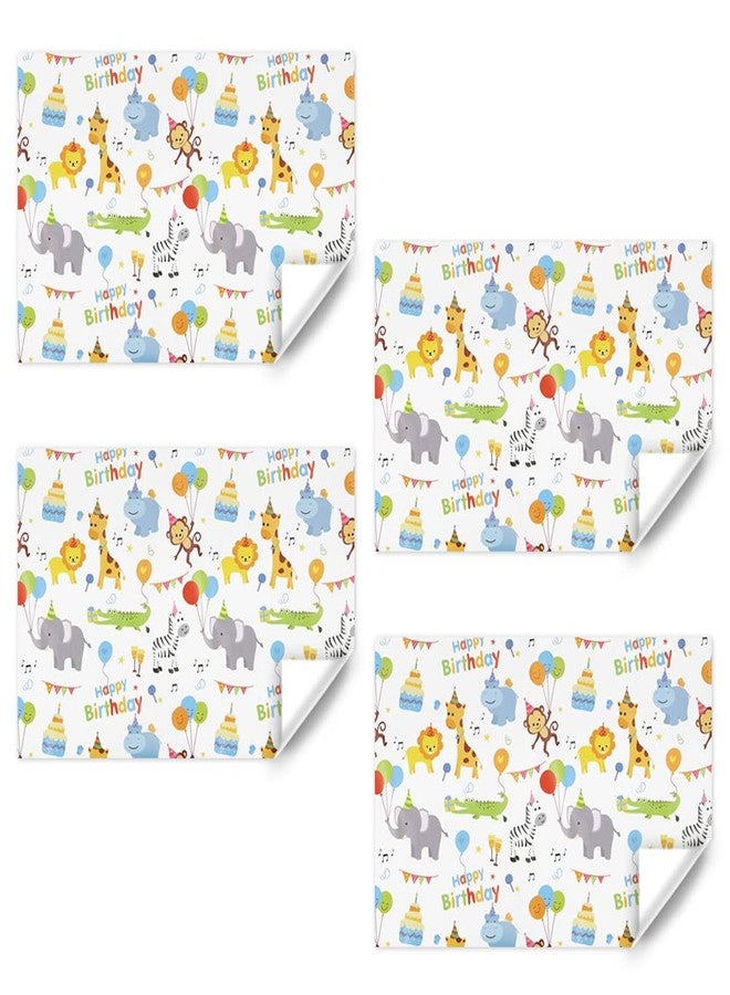 Geluode Birthday Wrapping Paper For Kids Girls Boys, Animals Party Design Gift Wrap Paper for Birthday Baby Shower, 4 Sheets Folded Flat 20x28 Inches Per Sheet, Monkey Lion Elephant Giraffe Alligator Zebra - Image 2